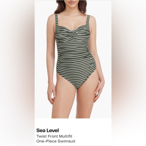 Sea Level Australia Other - Sea Level Twist Front Multifit One-Piece Swimsuit Green & White Striped